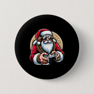 Badge Rond 5 Cm Jeu vidéo de Noël Santa Gamer Xmas