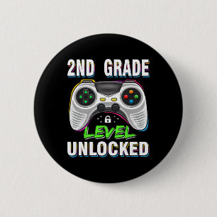Badge Rond 5 Cm Jeu vidéo déverrouillé de 2e année Retour à l'écol