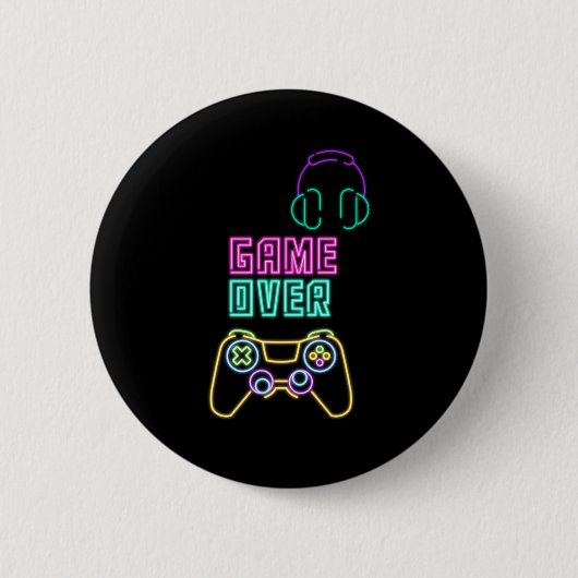 Badge Rond 5 Cm Jeu vidéo du cool Neon. (Devant)
