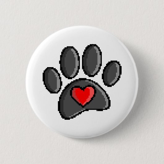 Badge Rond 5 Cm Jeu vidéo Retro 80s 8 bits Pixel Art Chien Paw (Devant)