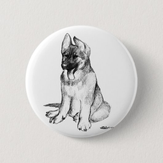 Badge Rond 5 Cm Jeune Berger Allemand (Devant)