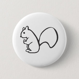 Badge Rond 5 Cm Jeune écureuil dans le croquis noir et blanc