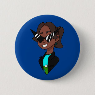 Badge Rond 5 Cm jeune fille aux lunettes géométriques des année