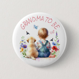 Badge Rond 5 Cm Jeune fille et Baby shower de marionnettes Grand-m