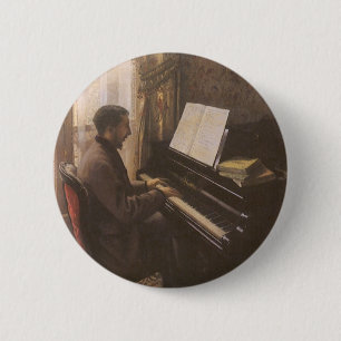 Badge Rond 5 Cm Jeune Homme jouant du piano par Gustave Caillebott