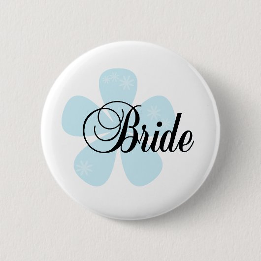 Badge Rond 5 Cm Jeune mariée bleue de fleur (Devant)