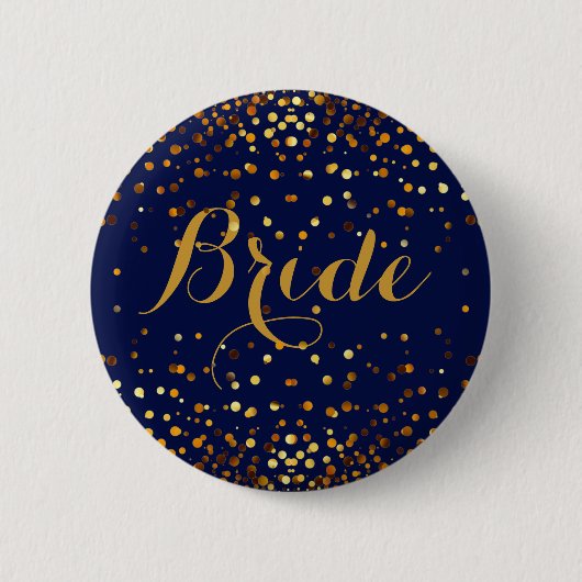 Badge Rond 5 Cm Jeune mariée bleue de point de confettis (Devant)