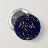 Badge Rond 5 Cm Jeune mariée bleue de point de confettis (Devant & derrière)