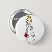 Badge Rond 5 Cm Jeune mariée blonde avec le bouton de roses (Devant & derrière)