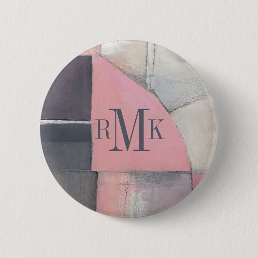 Badge Rond 5 Cm Jeune mariée de rougissement du monogramme | (Devant)