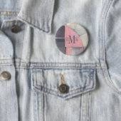 Badge Rond 5 Cm Jeune mariée de rougissement du monogramme | (En situation)