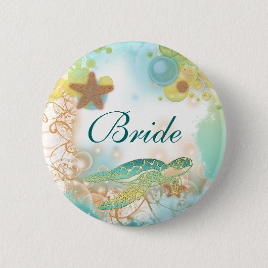 Badge Rond 5 Cm Jeune mariée de tortue de mariage de thème de (Devant)