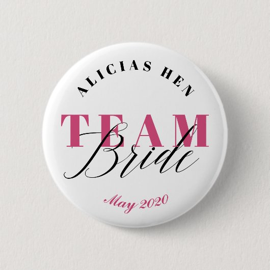 BADGE ROND 5 CM JEUNE MARIÉE D'ÉQUIPE (Devant)