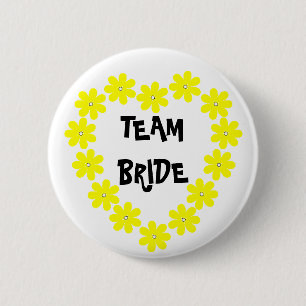 Badge Rond 5 Cm Jeune mariée d'équipe en jaune