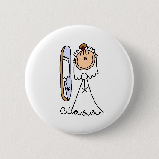 Badge Rond 5 Cm Jeune mariée étant prête pour le bouton de mariage (Devant)
