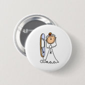 Badge Rond 5 Cm Jeune mariée étant prête pour le bouton de mariage (Devant & derrière)