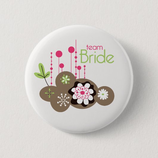 Badge Rond 5 Cm Jeune mariée florale d'équipe (Devant)