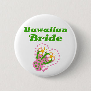 Badge Rond 5 Cm Jeune mariée hawaïenne