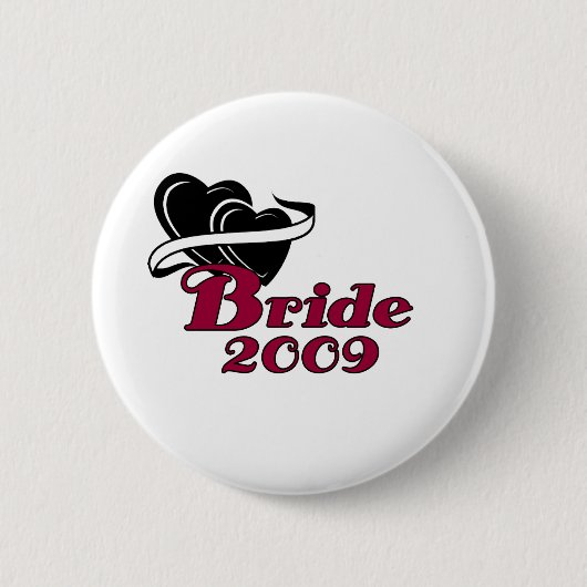 Badge Rond 5 Cm Jeune mariée noire 2009 de coeurs (Devant)