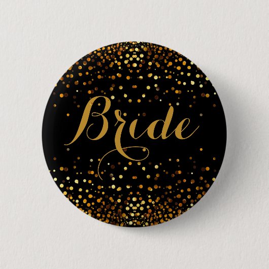 Badge Rond 5 Cm Jeune mariée noire de point de confettis (Devant)