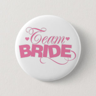 Badge Rond 5 Cm Jeune mariée rose et blanche d'équipe