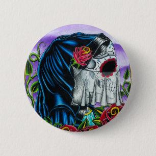 Badge Rond 5 Cm Jeune mariée squelettique