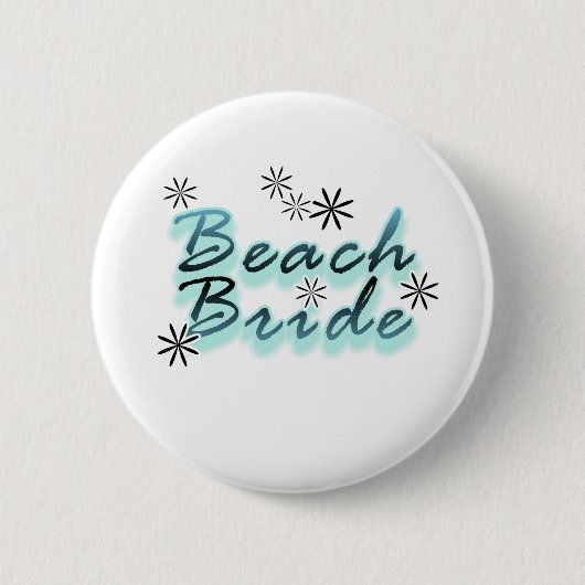 Badge Rond 5 Cm Jeune mariée turquoise/noire de plage (Devant)