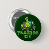 Badge Rond 5 Cm Jeune Tracteur vert (Devant & derrière)