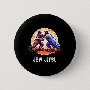Badge Rond 5 Cm Jew Jitsu Karate Funny Hanoukka brésilienne Jiu Ji