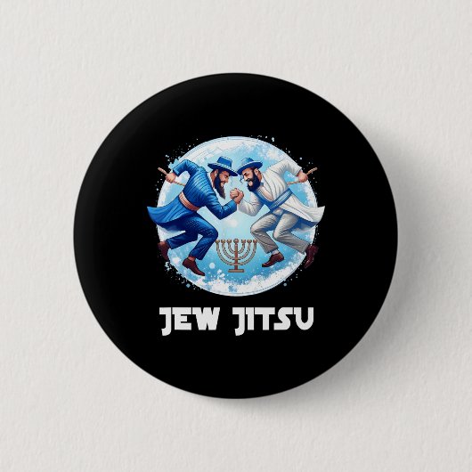 Badge Rond 5 Cm Jitsu Karate Funny Hanukkah (Devant)