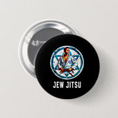Badge Rond 5 Cm Jitsu Karate Funny Hanukkah (Devant & derrière)