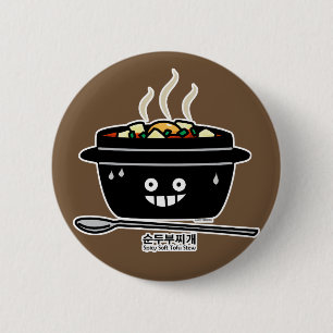 Badge Rond 5 Cm Jjigae doux épicés coréens de Sundubu de soupe à