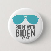 Badge Rond 5 Cm Joe Biden 2024 - Ridin' with Biden (Devant)