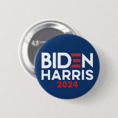 Badge Rond 5 Cm Joe Biden Kamala Harris 2024 Rouge blanc bleu (Devant & derrière)