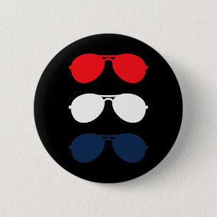 Badge Rond 5 Cm Joe Biden Lunettes de soleil Rouge Blanc Bleu Bleu
