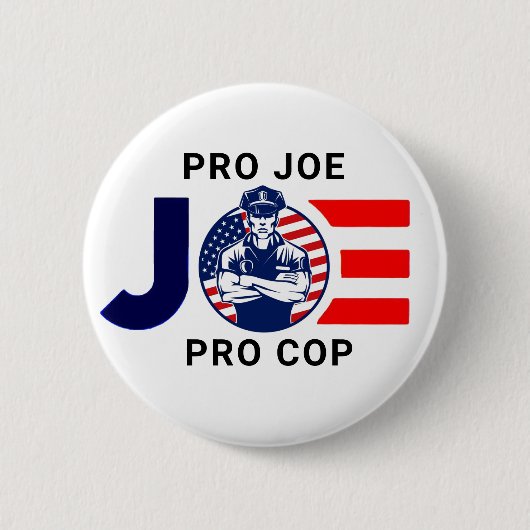 Badge Rond 5 Cm Joe est Pro Cop (Devant)