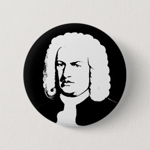 Badge Rond 5 Cm Johann Sebastian Bach abstrakt in Schwarz und weiß