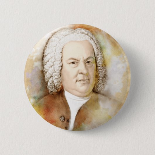 Badge Rond 5 Cm Johann Sebastian Bach Portrait en beige (Devant)