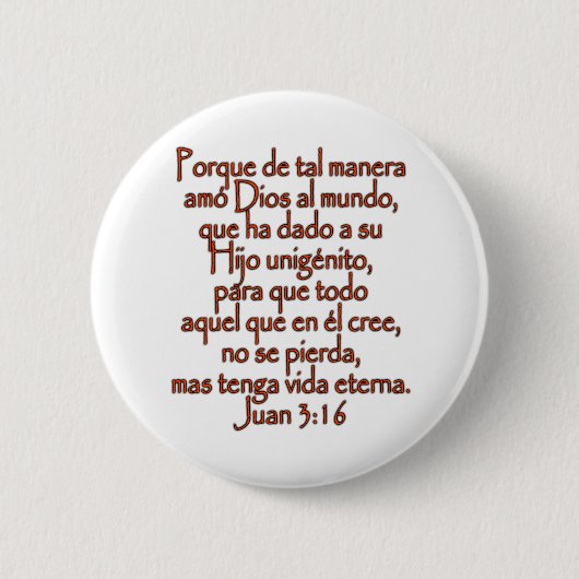 Badge Rond 5 Cm John 3:16 Espagnol (Devant)