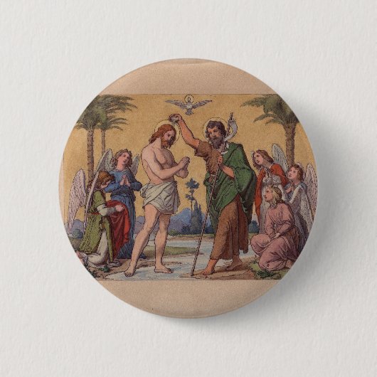 BADGE ROND 5 CM JOHN BAPTISANT JÉSUS (Devant)