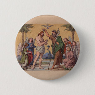 BADGE ROND 5 CM JOHN BAPTISANT JÉSUS