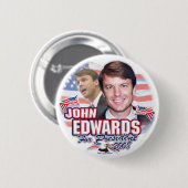 Badge Rond 5 Cm John Edwards pour le président 2008 bouton (Devant & derrière)