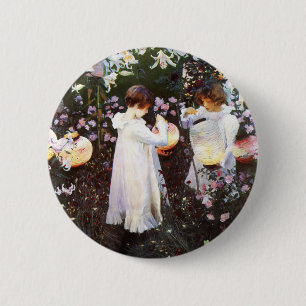 Badge Rond 5 Cm John Sargent : Carnation, Lily, Rose