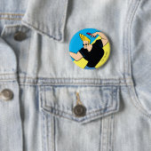 Badge Rond 5 Cm Johnny Bravo Coiffure (En situation)
