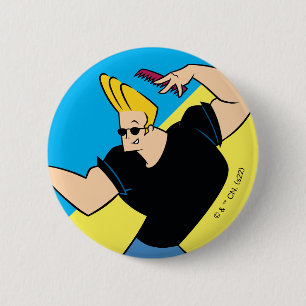 Badge Rond 5 Cm Johnny Bravo Coiffure