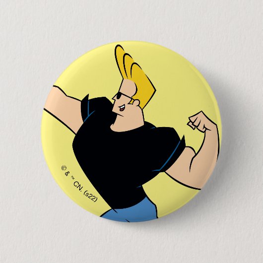 Badge Rond 5 Cm Johnny Bravo Flexing (Devant)