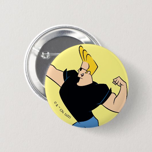 Badge Rond 5 Cm Johnny Bravo Flexing (Devant & derrière)