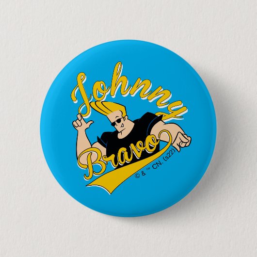 Badge Rond 5 Cm Johnny Bravo Graphisme sportif (Devant)