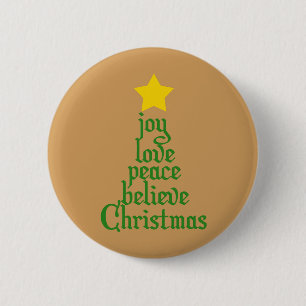 Badge Rond 5 Cm Joie, Amour, Paix, Croire, Noël