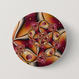 Badge Rond 5 Cm Joie Colorée Abstrait Rouge Orange Fantaisie Fract